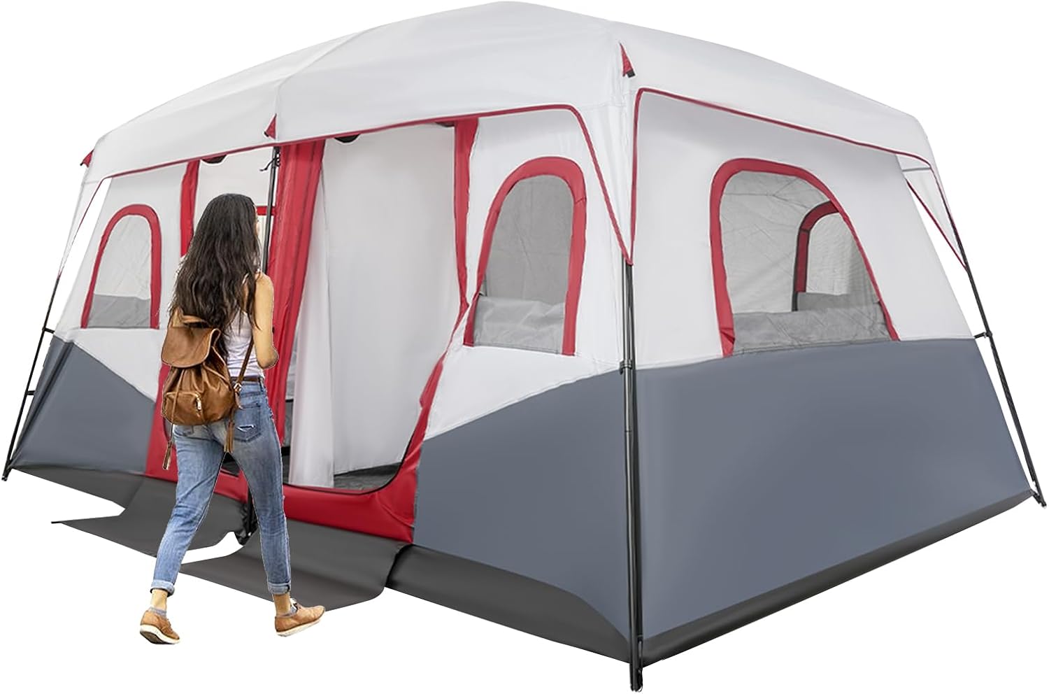 615xyBayNaL._AC_SL1500_.jpg 8-12 Person Outdoor Camping Tent 2 Room, Portable Cabin Huge Tent with Carrying Bag & Weatherproof Instant, Large Multi Room Family Tents for Camping, Picnics, Backpacking Hiking Car Traveling - Image 1