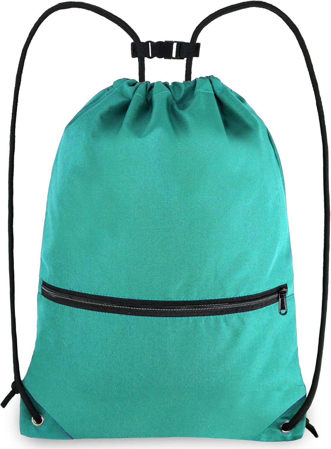 81r0RiQ0oxL._AC_SL1500_.jpg Drawstring Backpack Sports Gym Bag for Women Men Large Size With Two Zipper Pockets and Water Bottle Mesh Pockets - Image 1
